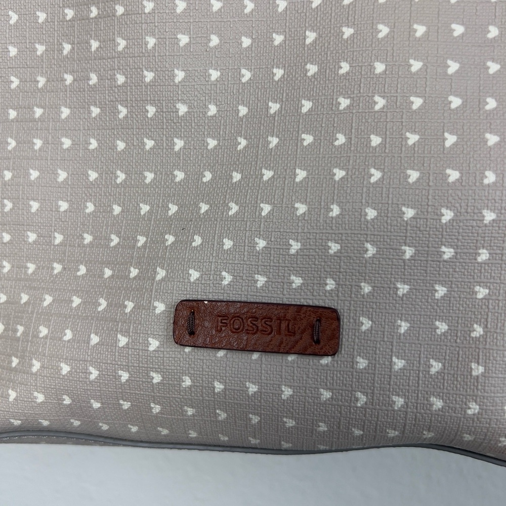 Fossil Emma Tote Bag Dual Straps Brown Handles Patterned Gray White Black NWOT - Picture 12 of 12